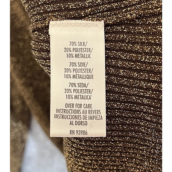 Casual Corner Silk Blend Metallic Ribbed Vneck Cardigan Sweater Women Size Large - Picture 4 of 6